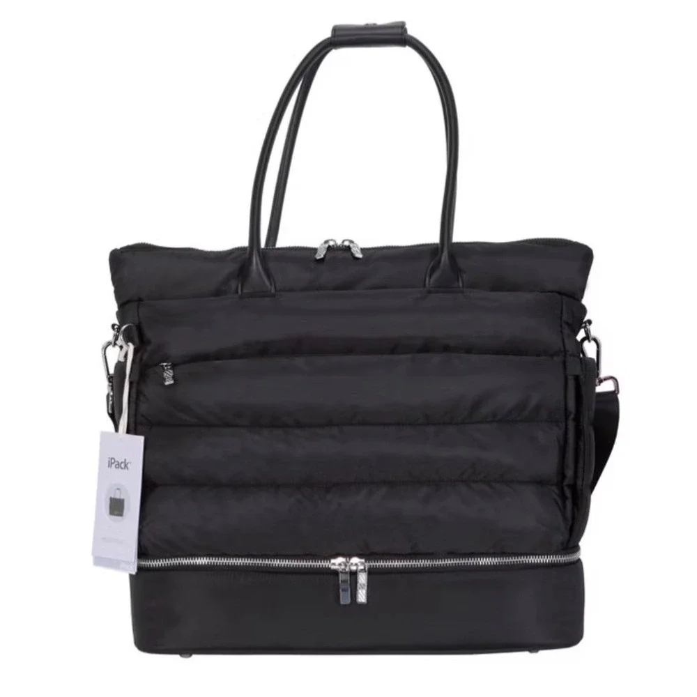 IPack Puffy Tote Built in Luggage Travel Sleeve Black NWT
